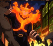 endeavor fighting the nomu in the city